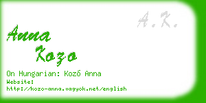 anna kozo business card