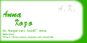 anna kozo business card